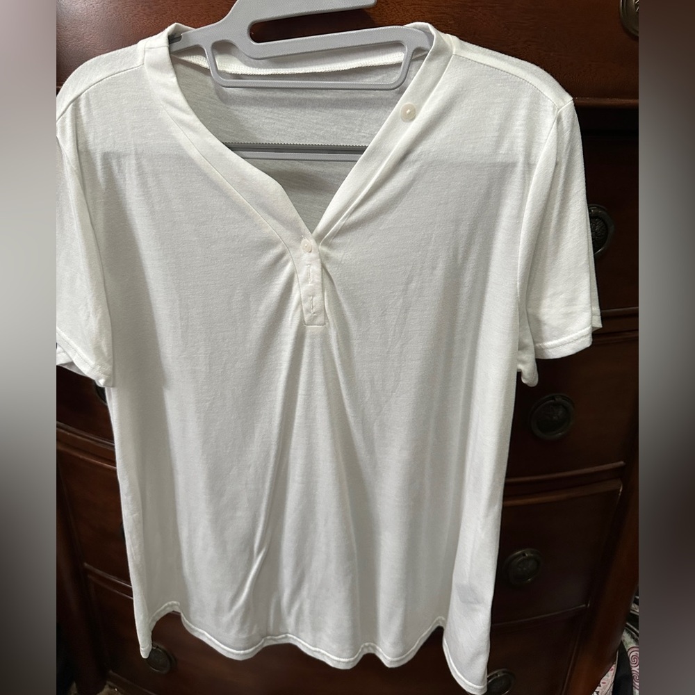 White V-Neck Women's Top